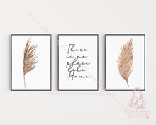 Load image into Gallery viewer, Beautiful Set Of 3 Boho Pampas Grass There Is No Place Like Home Prints