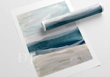 Load image into Gallery viewer, Neutral Minimalist Beige & Blue calming sea beach theme set of 3 posters