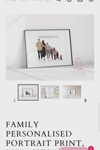 Load and play video in Gallery viewer, Family personalised portrait print, Family prints, Gifts