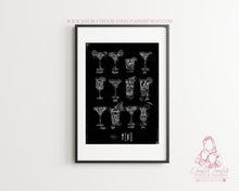 Load image into Gallery viewer, CHALK RETRO COCKTAIL PRINT IN BLACK