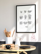 Load image into Gallery viewer, CHALK RETRO COFFEE PRINT IN WHITE