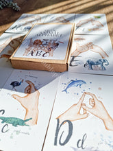 Load image into Gallery viewer, Educational British Sign Language Animal Alphabet Flash Cards