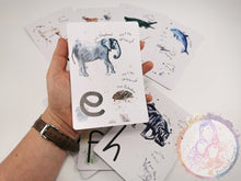 Load image into Gallery viewer, Educational Watercolour Animal Alphabet Flash Cards