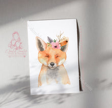 Load image into Gallery viewer, Floral Woodland Prints Set Of 6 Forest Friends Nursery Decor Animal