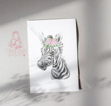 Load image into Gallery viewer, Girls Blush Floral Personalised Safari Prints