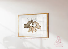 Load image into Gallery viewer, Personalised Family Portrait for Family with a dog, Heart Hands