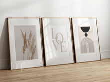 Load image into Gallery viewer, Neutral Minimalist bohemian pampas beige abstract set of 3 posters