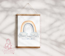 Load image into Gallery viewer, Newborn Baby Arrival Announcement Personalised Boho Pastel Rainbow Print