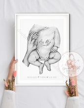Load image into Gallery viewer, Newborn Mother And Baby Announcement Print Personalised