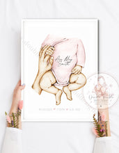 Load image into Gallery viewer, Newborn Mother And Baby Announcement Print Personalised
