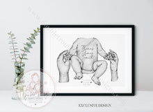 Load image into Gallery viewer, Newborn With Parents Announcement Print Personalised