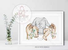 Load image into Gallery viewer, Newborn With Parents Announcement Print Personalised