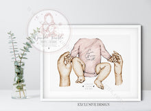 Load image into Gallery viewer, Newborn With Parents Announcement Print Personalised