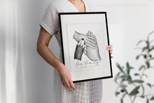 Load image into Gallery viewer, Custom Couple Portrait With Pet - Cat Paw - Dog Paw - Engagement Gift - New Home Gift