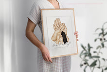 Load image into Gallery viewer, Personalised family portrait with a pet - Custom family painting with a cat or dog