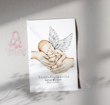 Load image into Gallery viewer, Personalised Baby Angel Watercolour Print Loss Memorial Infant