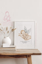Load image into Gallery viewer, Personalised Baby Angel Watercolour Print Loss Memorial Infant