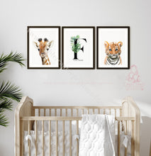Load image into Gallery viewer, Personalised Jungle Safari Animal Portrait Prints