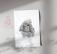 Load image into Gallery viewer, FLORAL PERSONALISED SET OF 3 BUNNY PRINTS