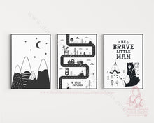 Load image into Gallery viewer, Scandinavian Monochrome Nursery Childrens Room Prints
