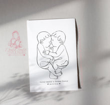 Load image into Gallery viewer, BEAUTIFUL TWINS BABY LINE ART ANNOUCNEMENT PRINT