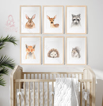 Load image into Gallery viewer, Woodland Prints Set Of 6 Forest Friends Nursery Decor Animal