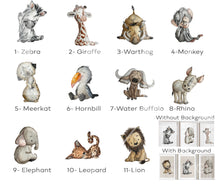 Load image into Gallery viewer, CUTE WATERCOLOR BABY SAFARI ANIMAL  PRINTS
