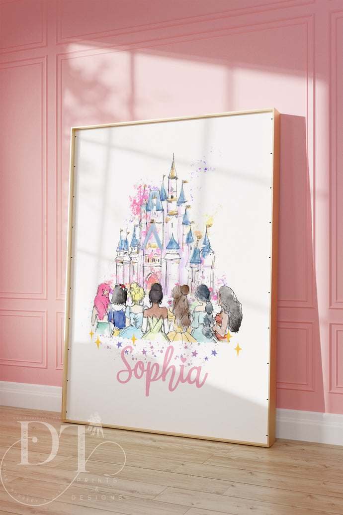 Magical Princesses Personalised Girls Name Print