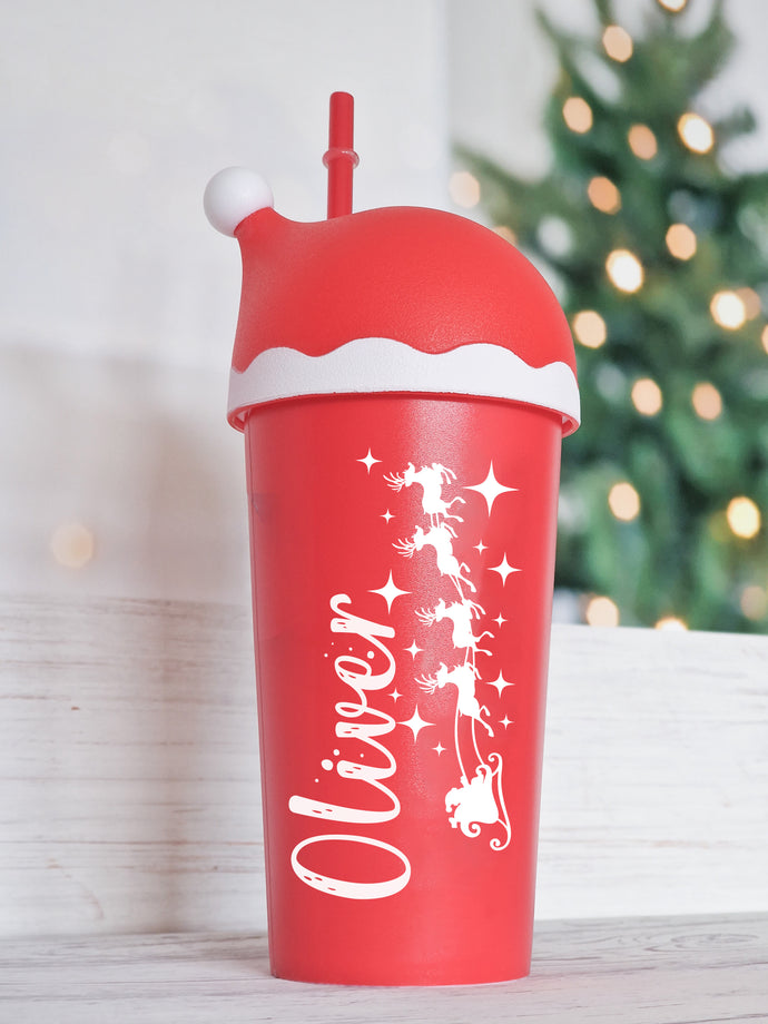 Christmas Santa Hat Personalised Cold Cup