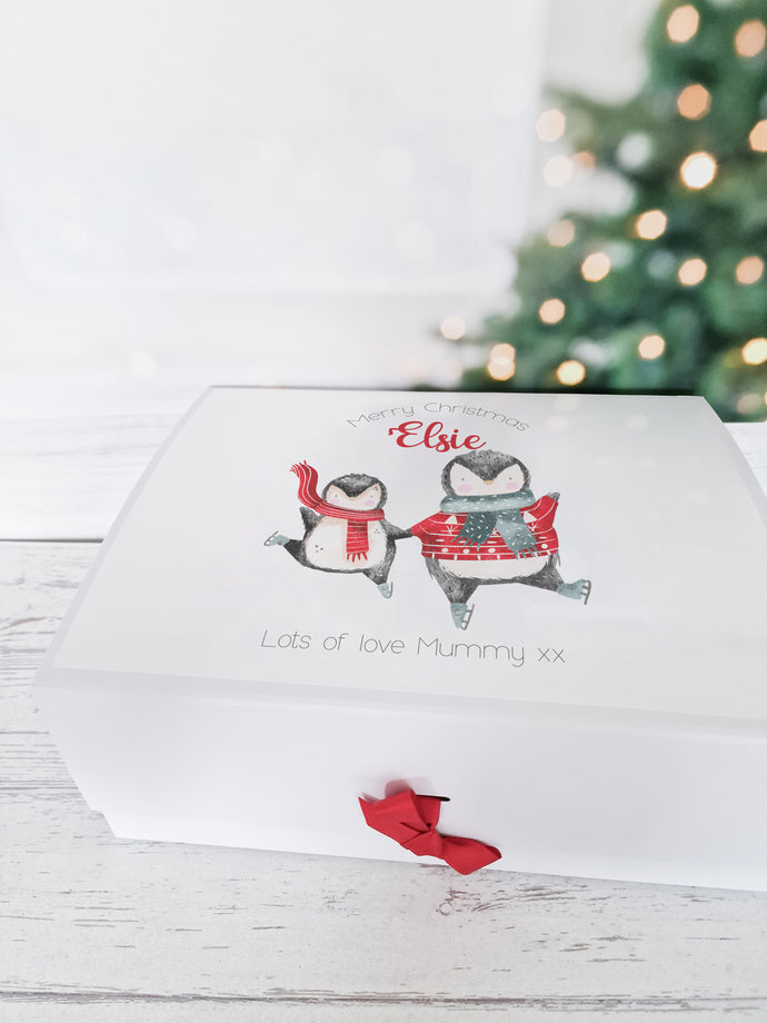 Ice Skating Penguin Personalised Christmas Eve Gift box