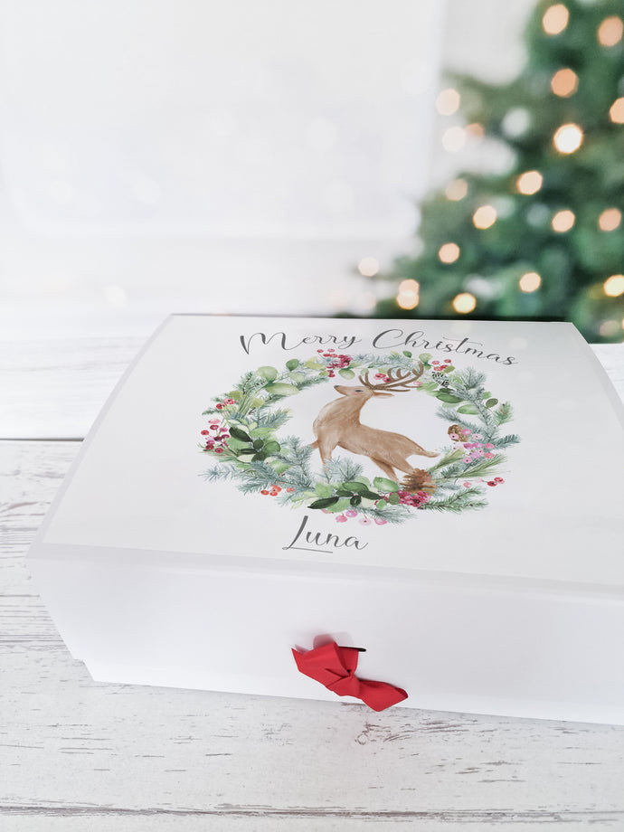 Personalised Reindeer Wreath Christmas Eve Gift box
