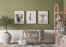 Load image into Gallery viewer, Greenery SAFARI NURSERY Prints - Set of 3 Personalised
