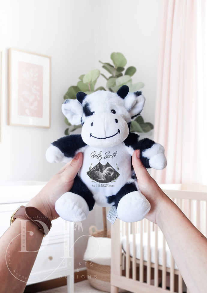 Baby Cow Ultrasound Teddy - Pregnancy Reveal - Baby Gift
