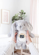 Load image into Gallery viewer, Pregnancy Announcement Idea - Grey Nursery Decor Bunny - Baby Scan keepsake - Gift for Expecting Mum
