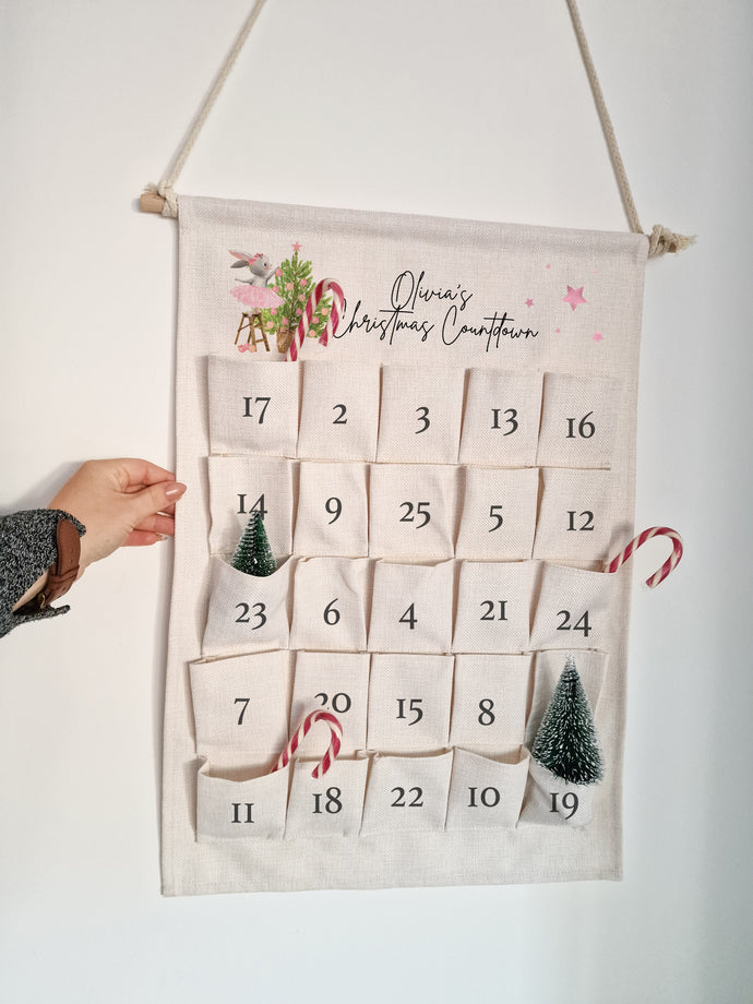 Girls Hanging Christmas Countdown Canvas advent calendar