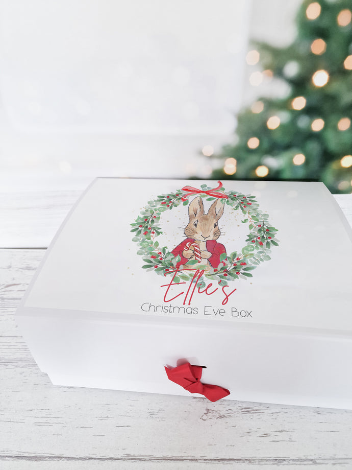 Personalised Rabbit Wreath Christmas Eve Gift Box