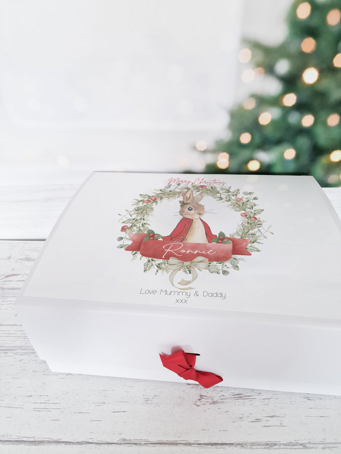 Personalised Rabbit Wreath 2 Christmas Eve Gift Box