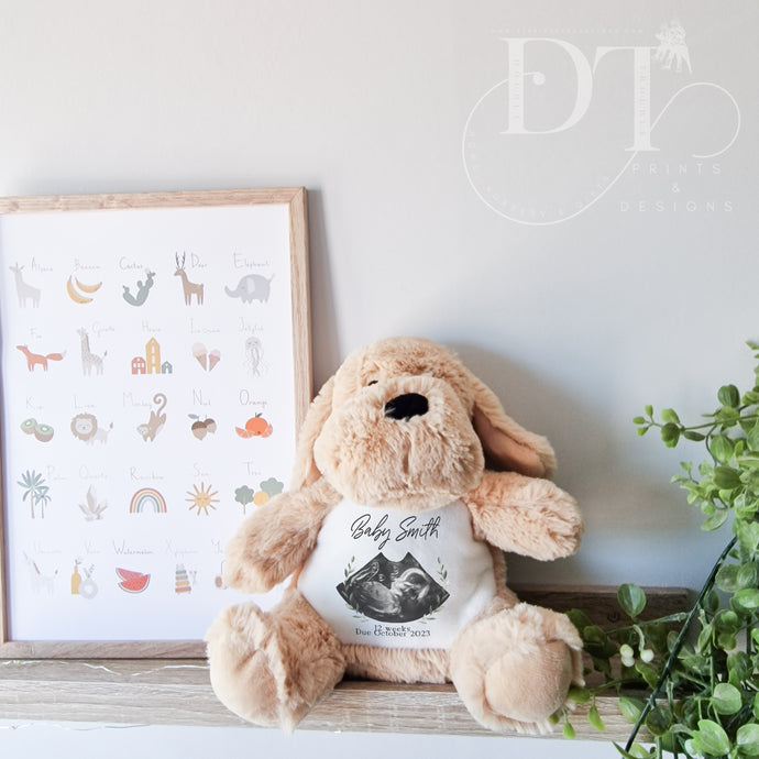 Dog Teddy Bear Baby Scan - Pregnancy Reveal - Baby Gift