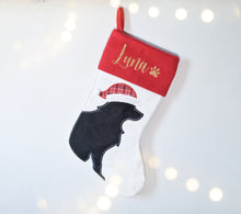 Load image into Gallery viewer, Personalised Dog Santa Hat Christmas Stocking
