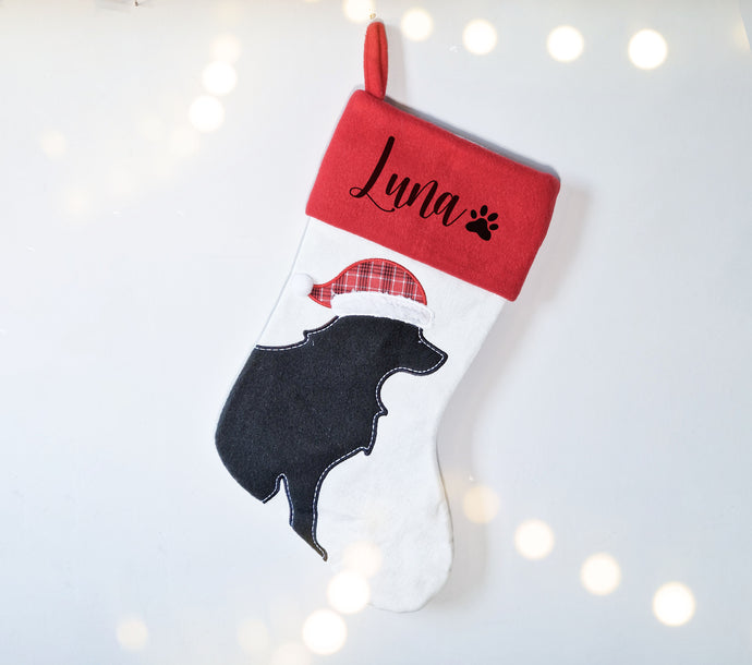 Personalised Dog Santa Hat Christmas Stocking