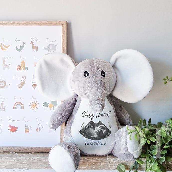 Elephant Teddy Baby Scan - Pregnancy Announcement - Baby Gift