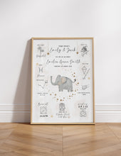 Load image into Gallery viewer, The Day you were Born Birth Print Safari Elephant 1
