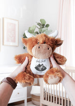 Load image into Gallery viewer, Baby Scan Highland Cow Teddy - Pregnancy Reveal - Baby Gift
