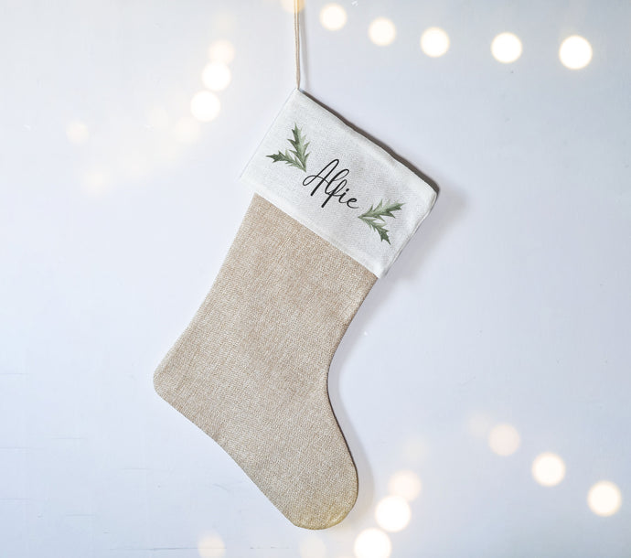 Personalised Family Matching Holly Christmas Stocking