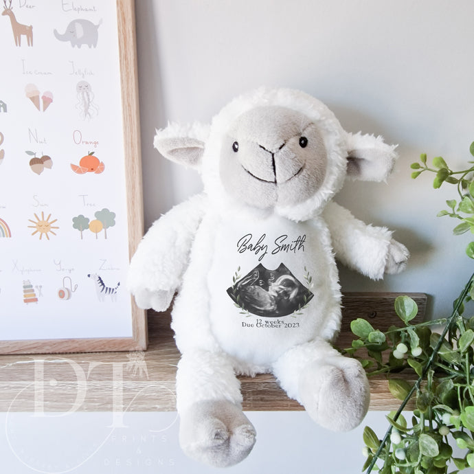 Baby Scan Lamb Teddy - Pregnancy Reveal - Baby Gift