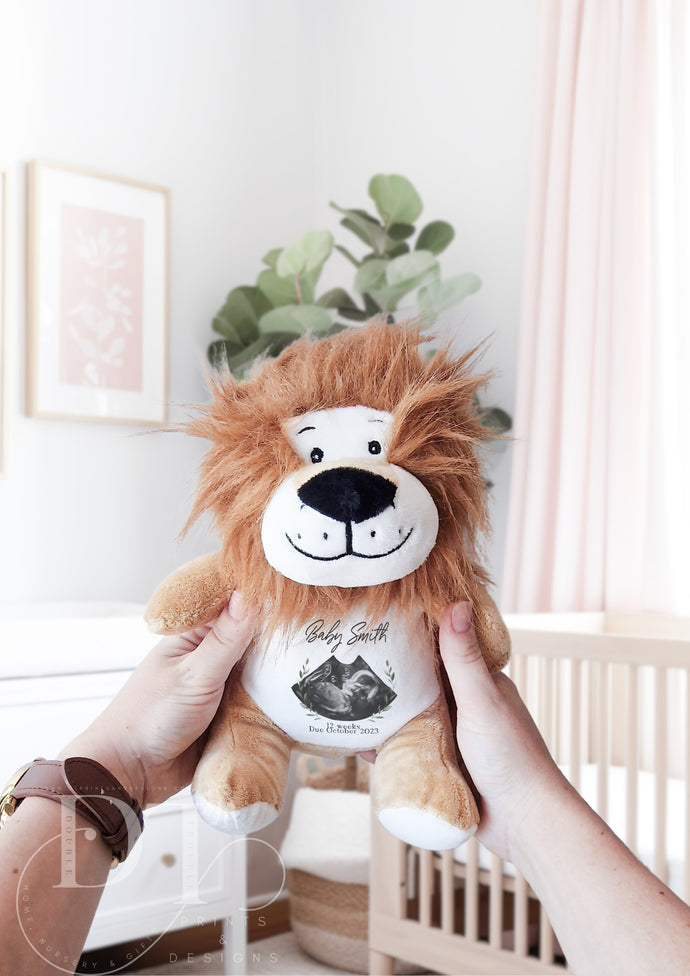 Lion Teddy Baby Scan - Pregnancy Announcement - Baby Gift