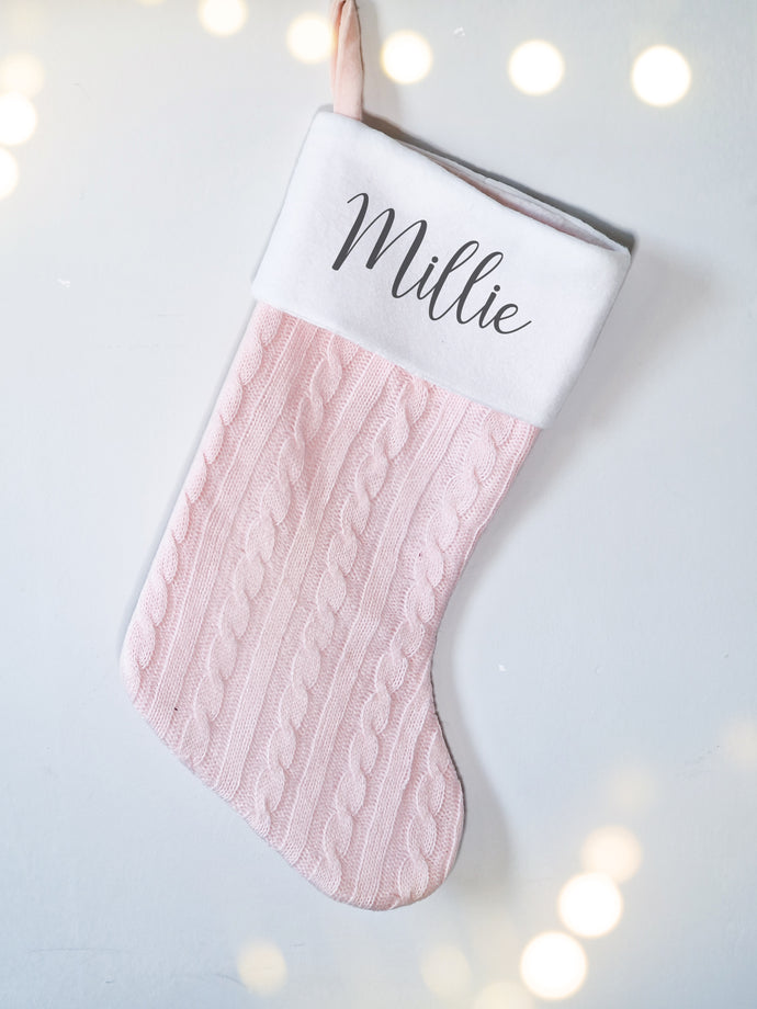 Personalised Pink Knit Stocking