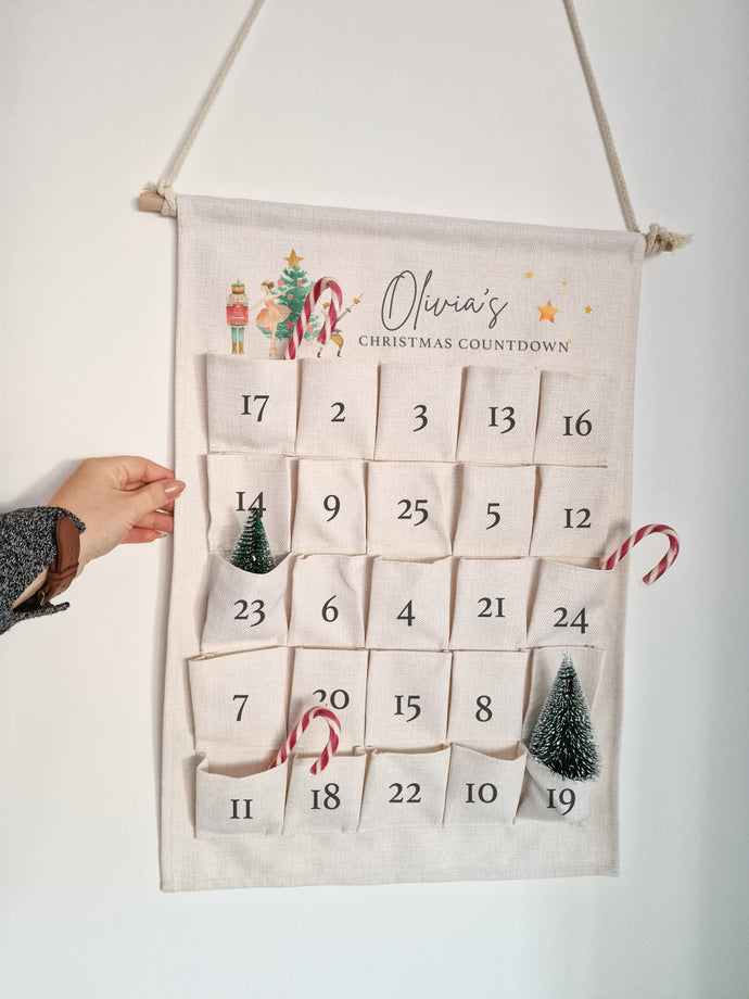 Nutcracker Hanging Christmas Countdown Canvas advent calendar