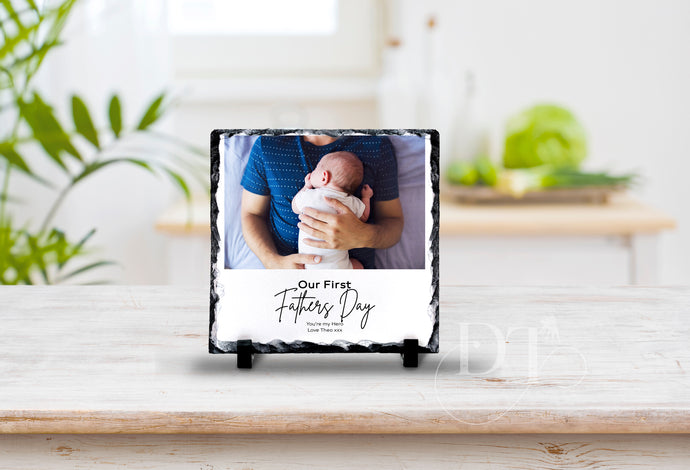 Fathers Day photo rock slate gift for him