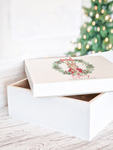 Load image into Gallery viewer, Red Rabbit Wreath Wooden Christmas Eve Gift Box December
